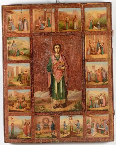 Icona in Legno con Raffigurazione di Santo, XIX Secolo