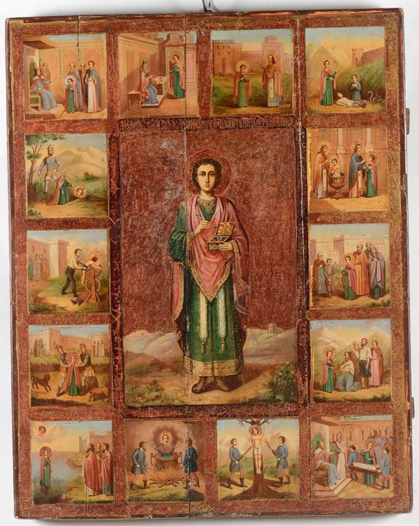 Icona in legno con raffigurazione di Santo, XIX secolo