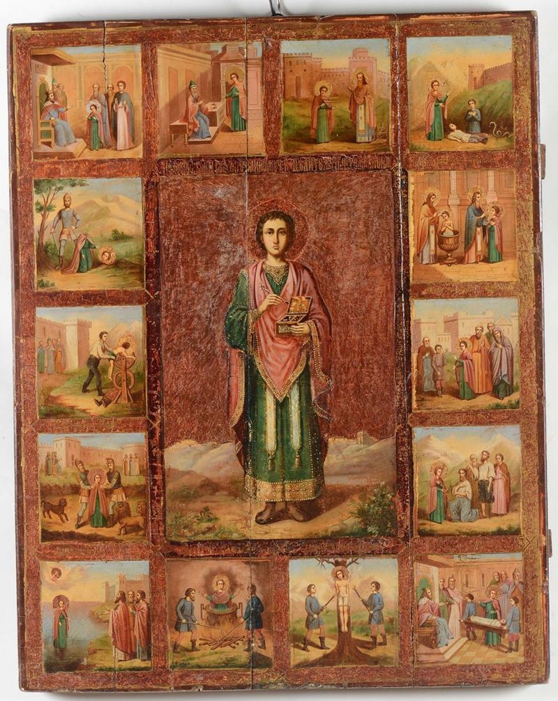 Icona in legno con raffigurazione di Santo, XIX secolo  - Auction Fine Art - Cambi Casa d'Aste