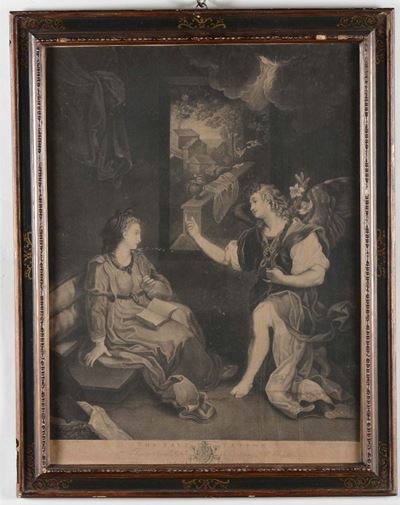 Stampa Raffigurante Annunciazione, V.green, XVIII Secolo