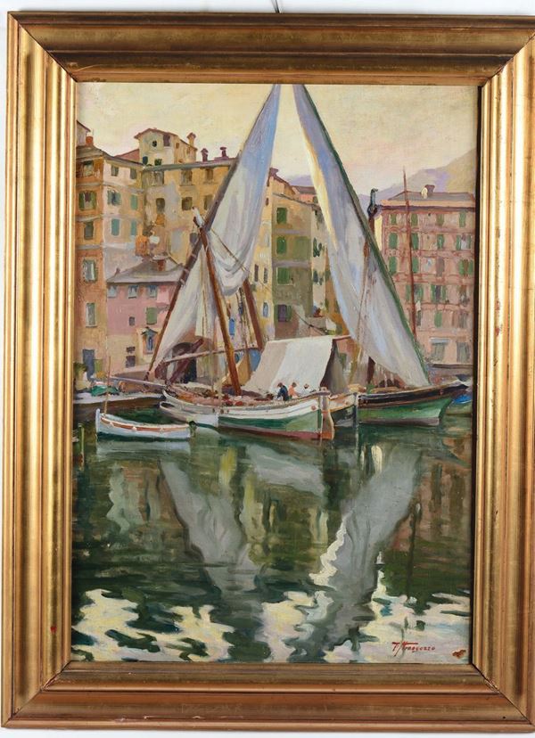 Vasco Menegozzo (Venezia 1886 - Biella 1974) Veduta di Camogli