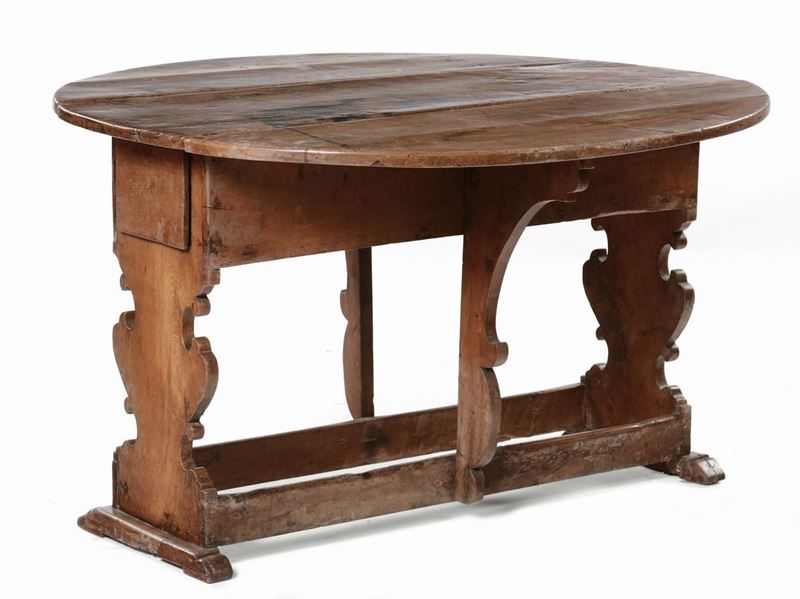 Tavolo rustico in noce a bandelle, XVIII secolo  - Asta Antiquariato - Cambi Casa d'Aste