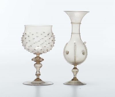 Bicchiere e Vaso in Vetro Soffiato, XVIII Secolo