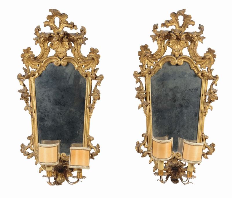 Coppia di ventoline in legno intagliato ed inyteramente dorato, XVIII secolo  - Auction Fine Old Frames - Cambi Casa d'Aste