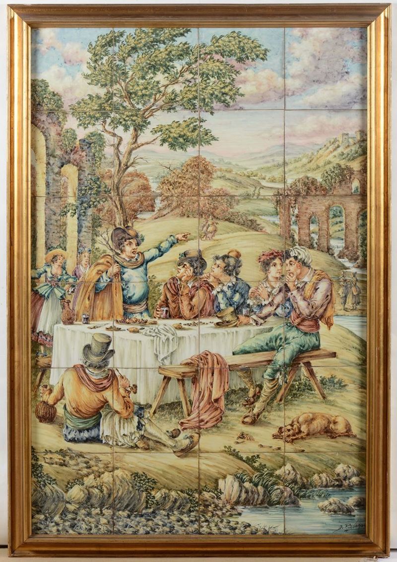 D.Ravano Scena di pranzo all'aperto  - Asta Antiquariato - Cambi Casa d'Aste