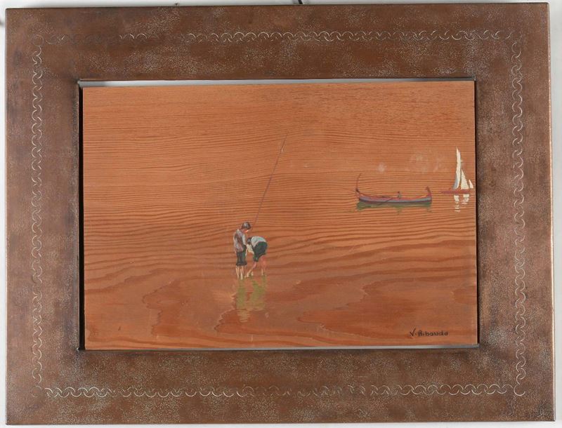 V.Ribaudo (XX secolo) Pescatori  - Auction Fine Art - Cambi Casa d'Aste