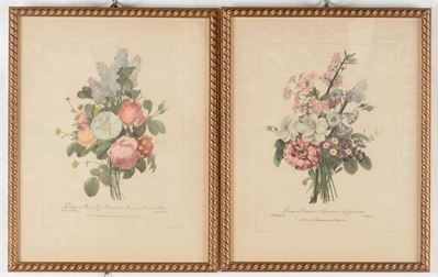 Sei Stampe Diverse Raffiguranti Fiori e Frutta, XIX-XX Secolo
