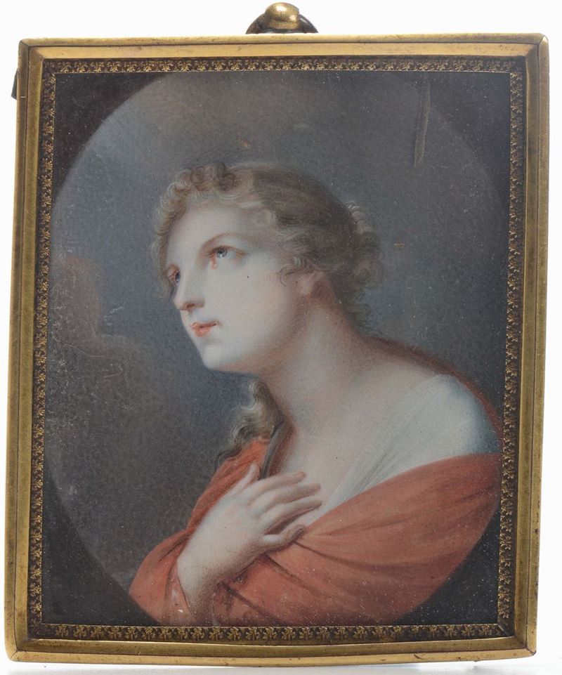 Miniatura raffigurante figura femminile, XIX secolo  - Auction Fine Art - Cambi Casa d'Aste