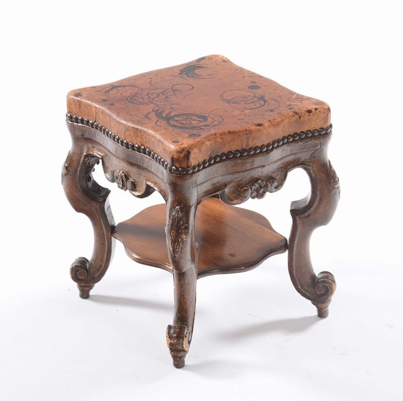 Sgabello in legno intagliato, XX secolo  - Auction Fine Art - Cambi Casa d'Aste