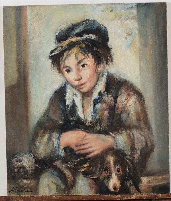 Anonimo del XX secolo Bambino con cane