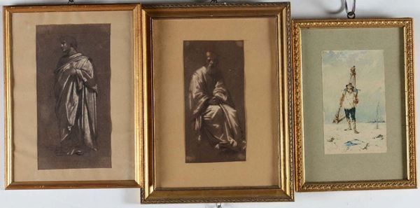 Lotto di tre disegni di cui due di Semino e uno di Grifo