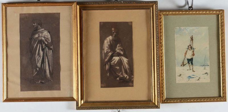 Lotto di tre disegni di cui due di Semino e uno di Grifo  - Auction Fine Art - Cambi Casa d'Aste