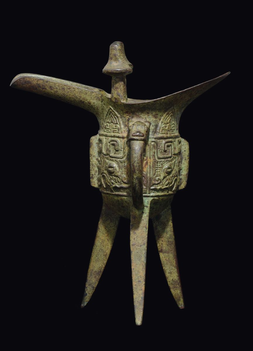 Coppa da Libagione Rituale in Bronzo di Gusto Arcaico, Cina, Dinastia Ming, XVII Secolo