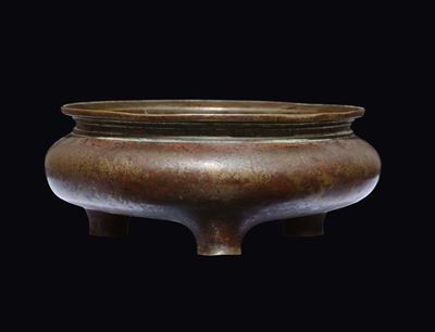 Incensiere Tripode in Bronzo, Cina, Dinastia Ming, XVII Secolo