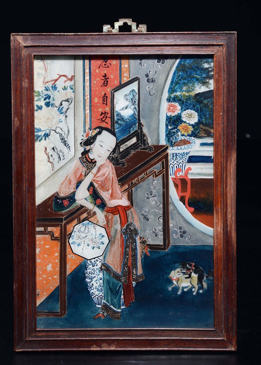 Due Dipinti su Vetro Raffiguranti Guanyin, Cina, Dinastia Qing, XIX Secolo