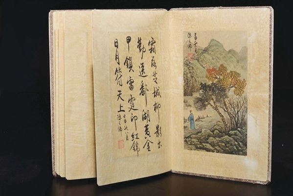An album of paintings on paper depicting landscapes and inscriptions, China, Qing Dynasty, 19th century