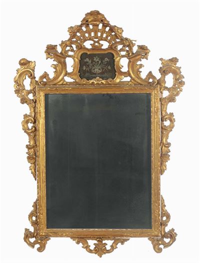 Specchiera Luigi XV in Legno Dorato e Intagliato, Venezia XVIII Secolo