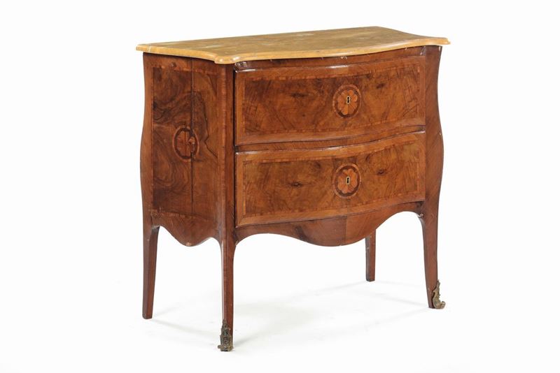 Comò a due cassetti lastronato ed intarsiato, Napoli XVIII-XIX secolo  - Auction Fine Art - Cambi Casa d'Aste
