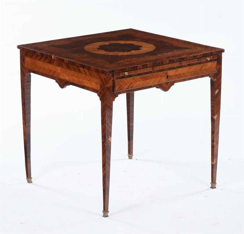 Tavolo da gioco interamente lastronato, Genova XVIII secolo  - Auction Important Artworks and Furnitures - Cambi Casa d'Aste