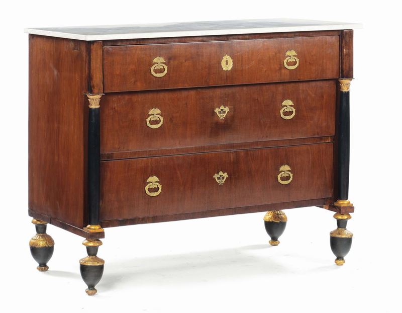 Comò Impero a tre cassetti, Lucca XIX secolo  - Asta Antiquariato - Cambi Casa d'Aste