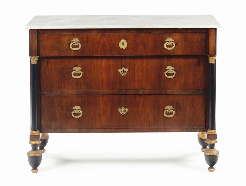 Comò Impero a tre cassetti, Lucca XIX secolo  - Auction Fine Art - Cambi Casa d'Aste