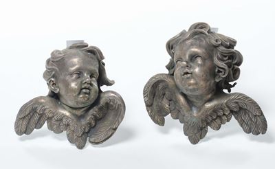 Due Cherubini in Metallo Argentato, XX Secolo