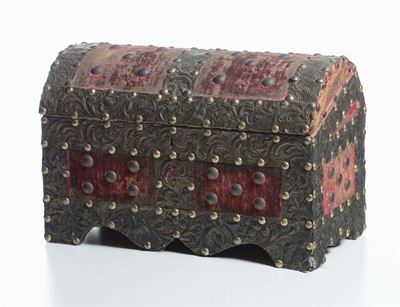 Bauletto in Legno Rivestito in Tessuto e Metallo, XVIII Secolo
