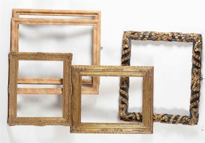 Lotto di cinque cornici diverse, XIX secolo  - Auction Fine Old Frames - Cambi Casa d'Aste