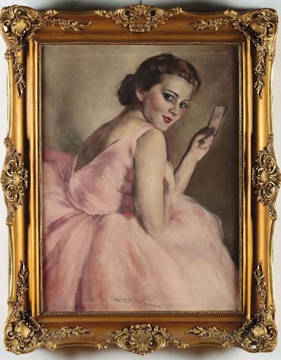 Pal Fried (1893-1976)figura,olio su Tela