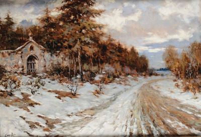 Ivan Karpoff (novocerkassk 1898 - Milano 1970)paesaggio Innevato