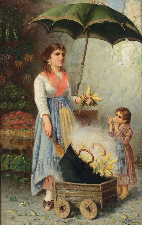 Vincenzo Montefusco (1852-1912), attribuito a Venditrice di pannocchie