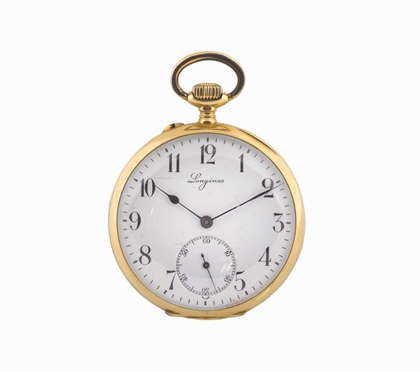LONGINES, case No. 5225495, 18K yellow gold pocket wristwatch. Made in the 1920's.