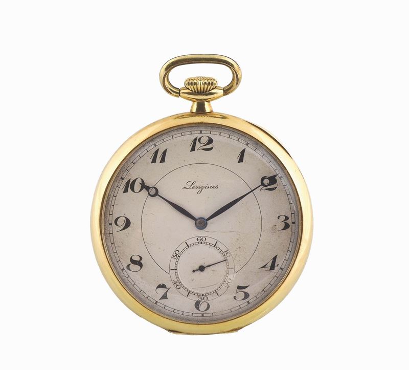 LONGINES, 18K yellow gold open face, keyless pocket watch. Made in 1900 circa  - Auction Watches and Pocket Watches - Cambi Casa d'Aste
