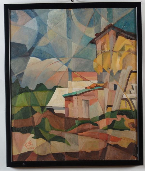 Lotto di dipinti in stile cubista, XX seco,o