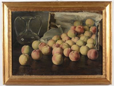 Vittorio Bonatti (1890-?)natura Morta con Pesche