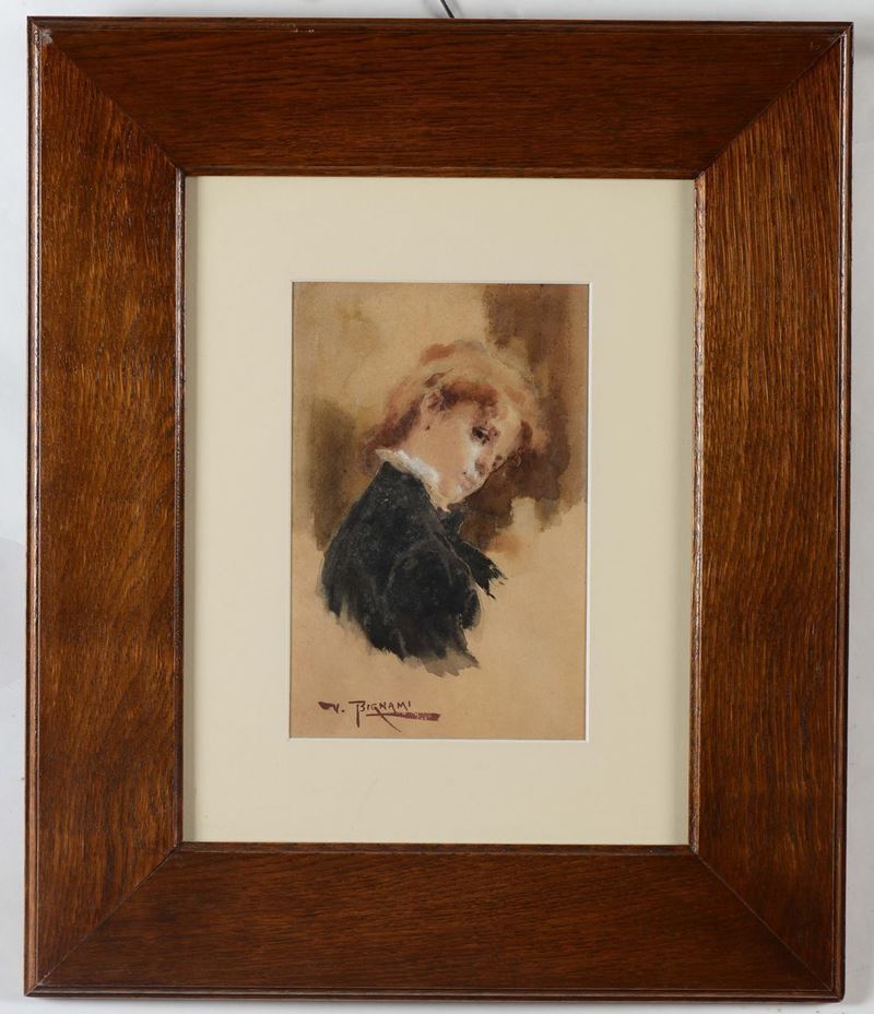 Vespasiano Bignami (1841-1929) Ritratto di fanciulla  - Asta Antiquariato - Cambi Casa d'Aste