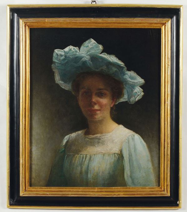 Anonimo del XIX secolo Ritratto femminile con cappello