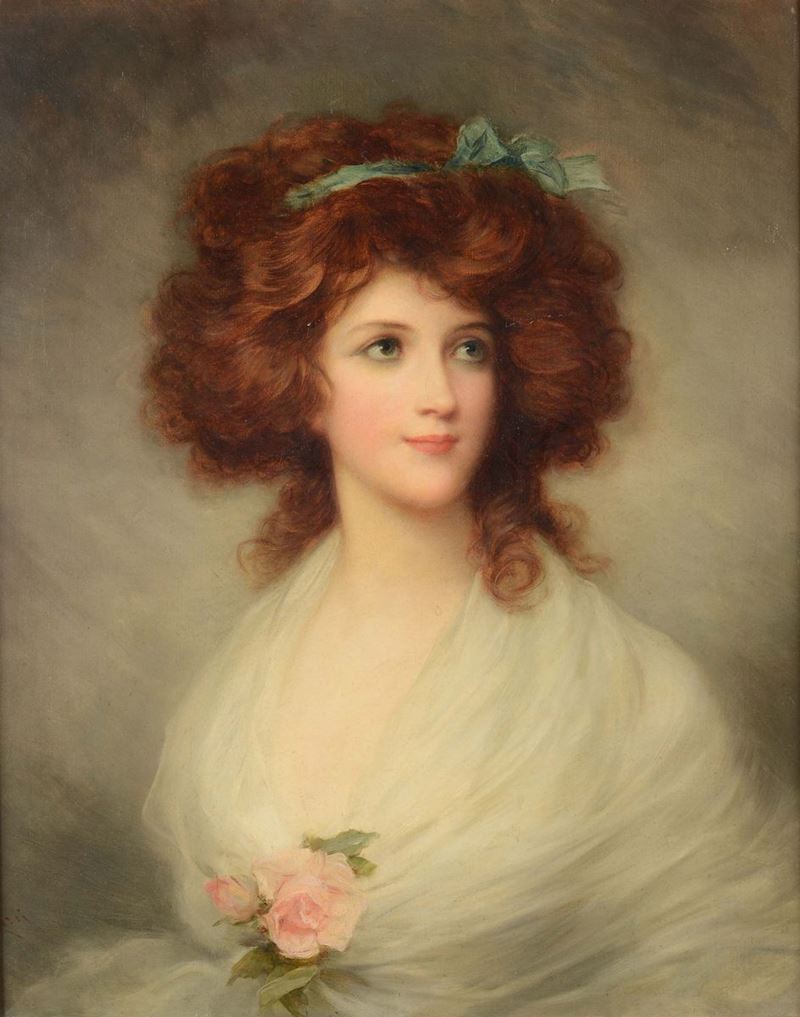 Anonimo del XIX secolo Ritratto femminile con camelia  - Asta Antiquariato - Cambi Casa d'Aste