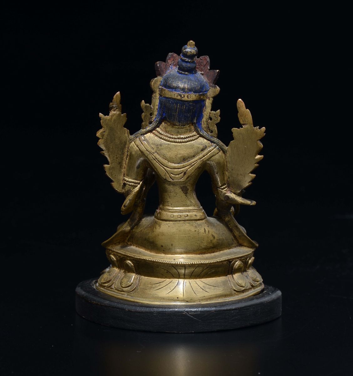 Figura in Bronzo Dorato Raffigurante Sita-tara Seduta su Doppio Fiore di Loto, Tibet, XVIII Secol...