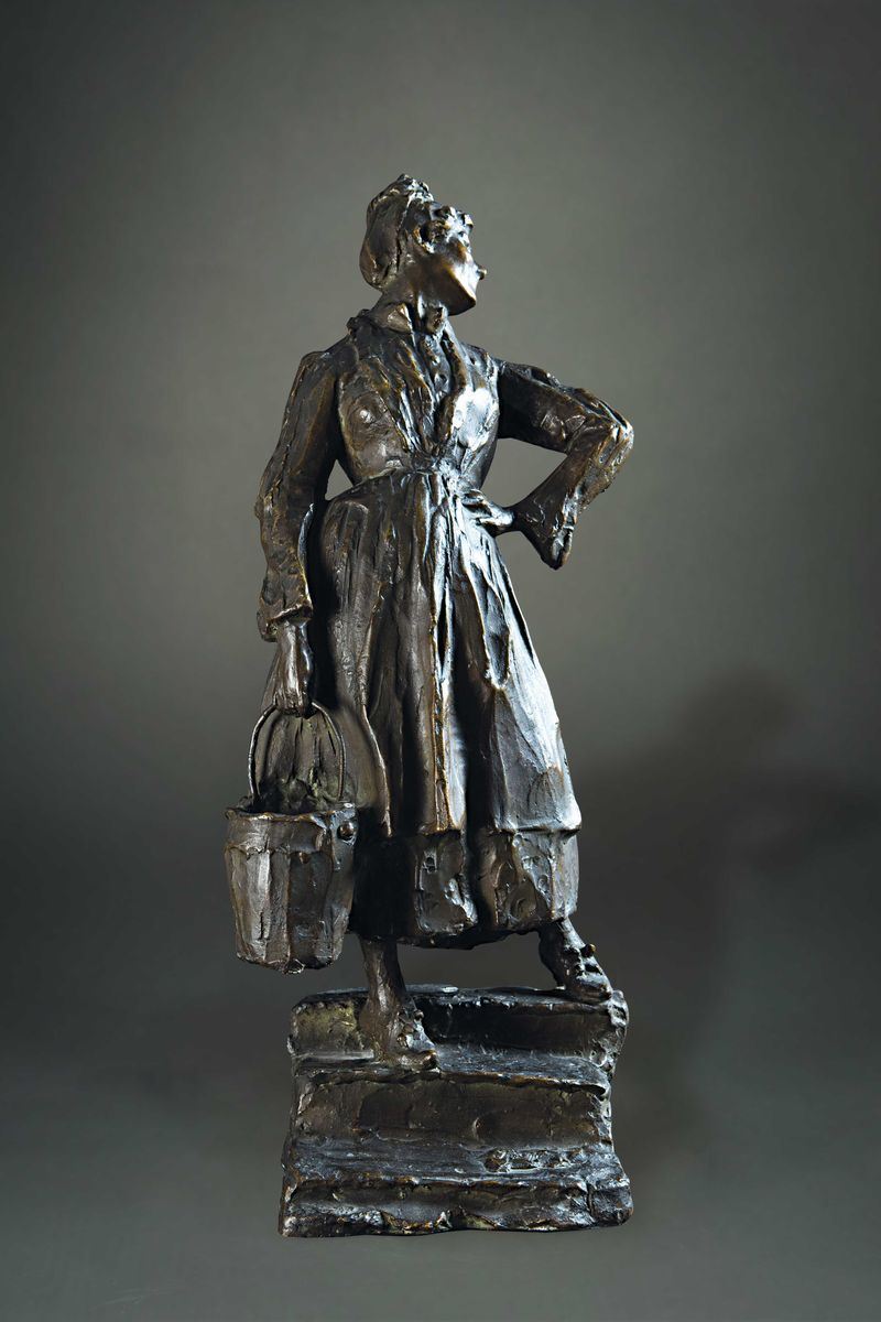 Ernesto Bazzaro : Ernesto Bazzaro (1859-1937) Lavandaia  - Auction The Art of Bronze - Cambi Casa d'Aste
