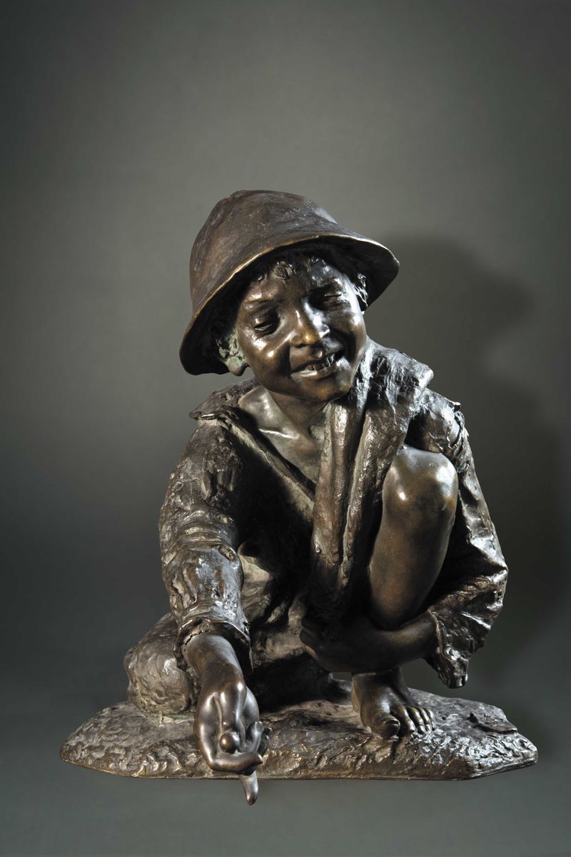 Enrico Astori (1859 - 1921)bambino con Biglie