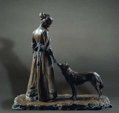 Pavel Petrovitch Trubetskoy (1866-1938)fanciulla con Cane