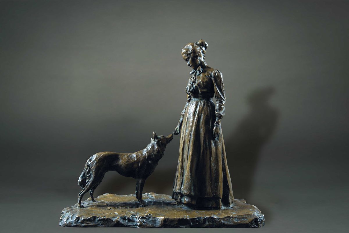 Pavel Petrovitch Trubetskoy (1866-1938)fanciulla con Cane