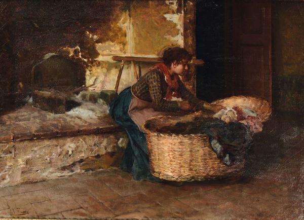 Arturo Faldi (1856-1911), attribuito a Mamma con bambino