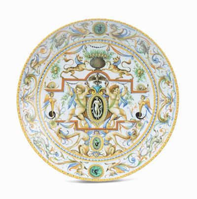 Piatto in Maiolica Policroma, Cantagalli XIX Secolo
