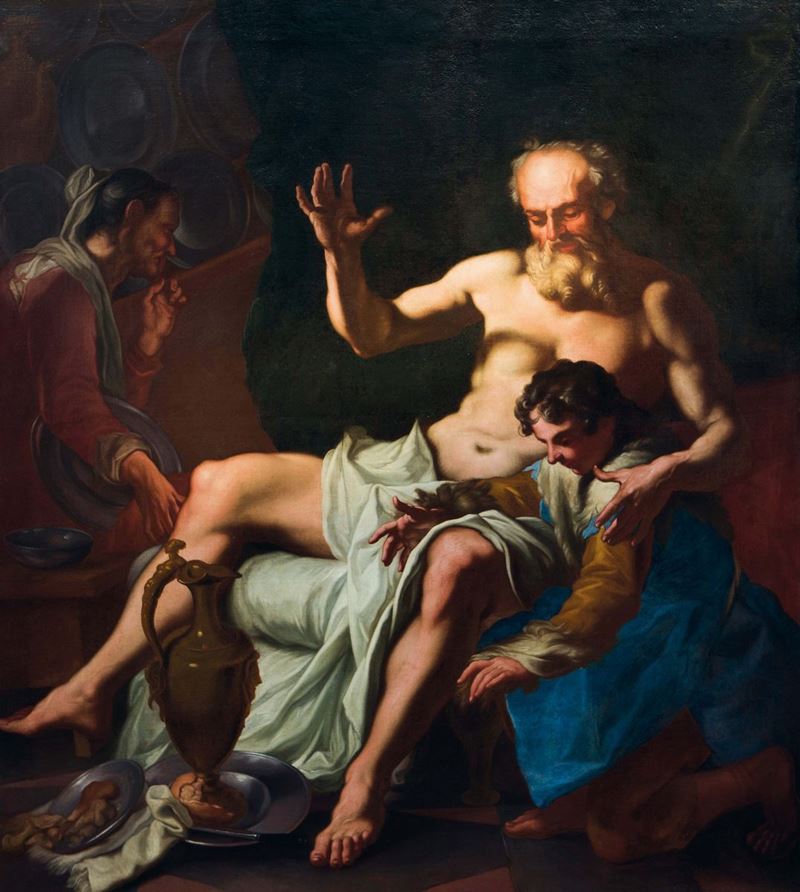 Antonio Balestra (Verona 1666 - 1740), ambito di Esaù e Giacobbe  - Asta Dipinti Antichi - Cambi Casa d'Aste
