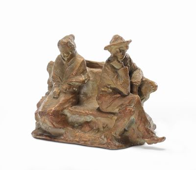 Fortini, Gruppo di figure sedute in terracotta (Italia, XX secolo)