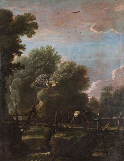 Scuola del XVII Secolopaesaggio con Ponte