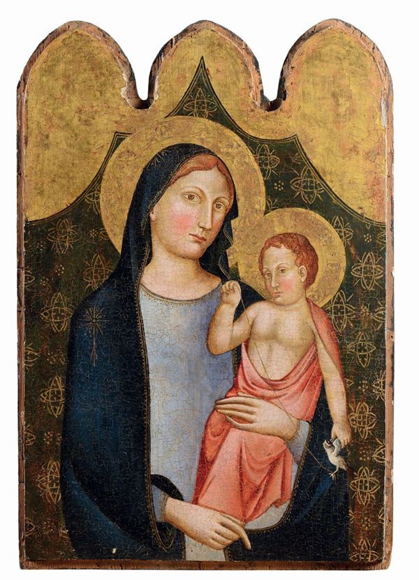Scuola toscana, probabile XIX secolo fondo oro raffigurante Madonna con Bambino