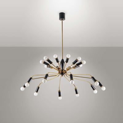 Lampada da Sospensione Sputnik in Ottone e Metallo Verniciato.